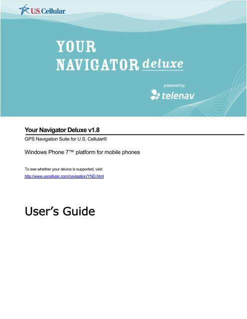 Your Navigator Deluxe v1.8 User's Guide - US Cellular (Windows ...