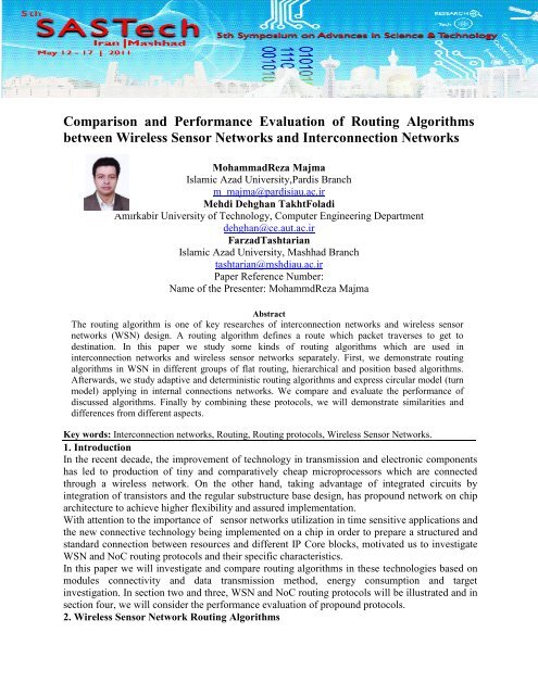Comparison and Performance Evaluation of Routing Algorithms ...