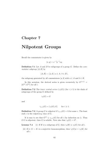 Nilpotent Groups