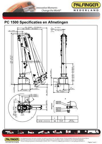 PC 1500 Specificaties en Afmetingen - Palfinger