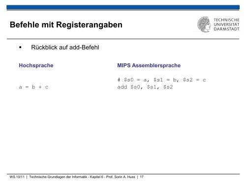 Technische Grundlagen der Informatik â Kapitel 6