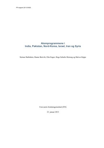 Atomprogrammene i India, Pakistan, Nord-Korea, Israel, Iran og Syria