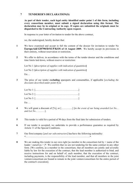 Tender Dossier - Eulex