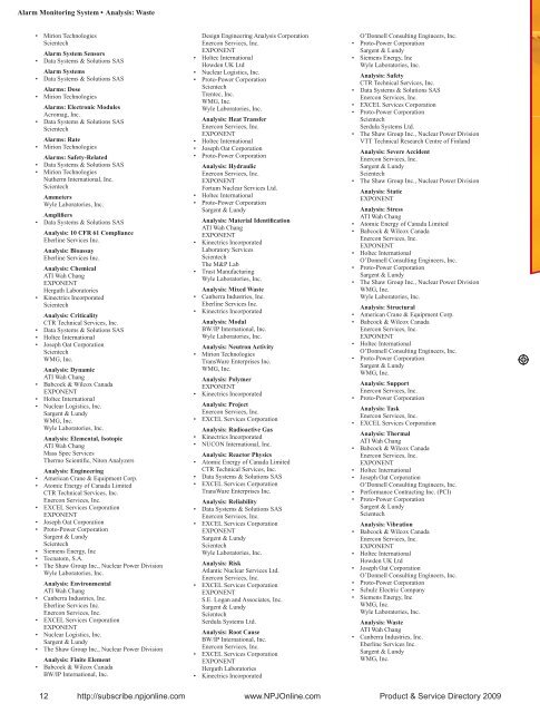 Product & Service Directory 2009 - Nuclear Plant Journal