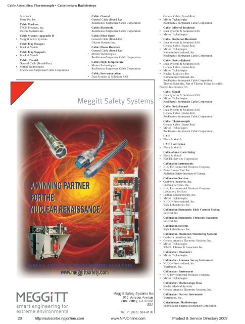 Product & Service Directory 2009 - Nuclear Plant Journal