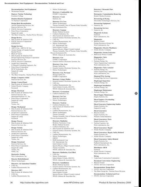 Product & Service Directory 2009 - Nuclear Plant Journal