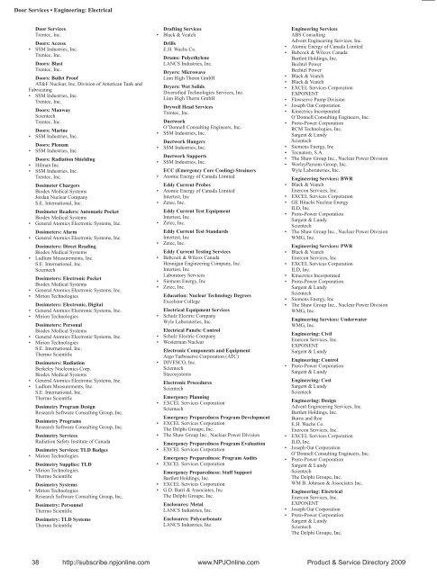 Product & Service Directory 2009 - Nuclear Plant Journal