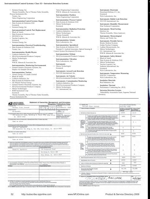 Product & Service Directory 2009 - Nuclear Plant Journal