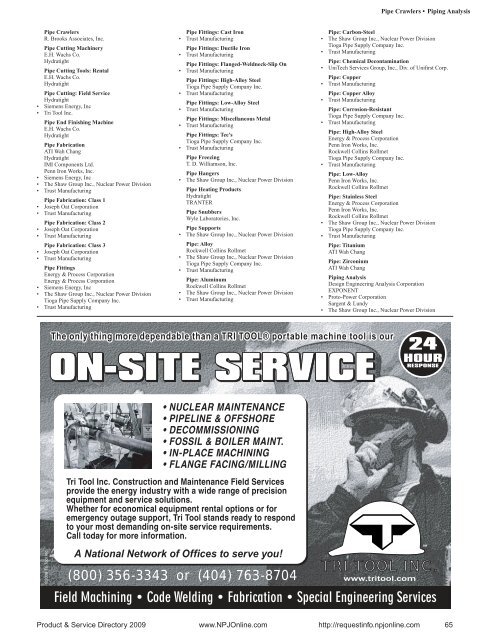 Product & Service Directory 2009 - Nuclear Plant Journal