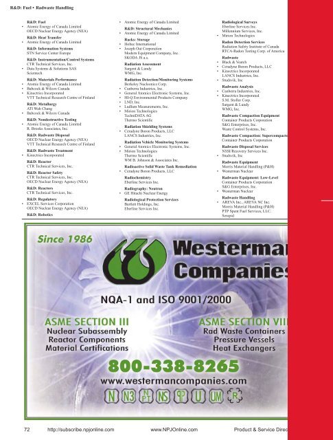 Product & Service Directory 2009 - Nuclear Plant Journal