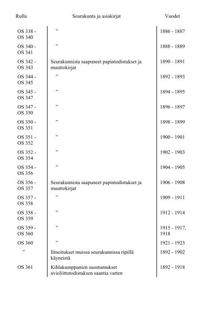 Mikkelin maakunta-arkiston kirkonkirjojen mikrofilmirullat