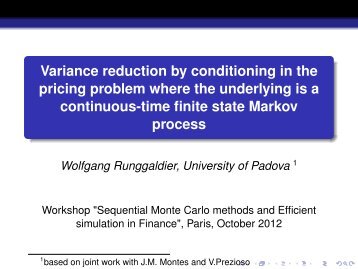 Variance reduction by conditioning in the pricing problem where the ...