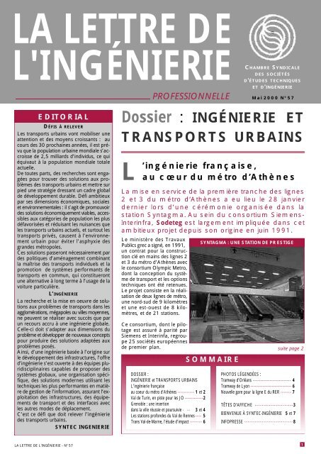 La lettre de l'IngÃ©nierie nÂ°57 mai 2000.pdf - Syntec ingenierie