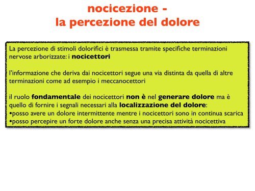 nocicezione - la percezione del dolore - CPRG