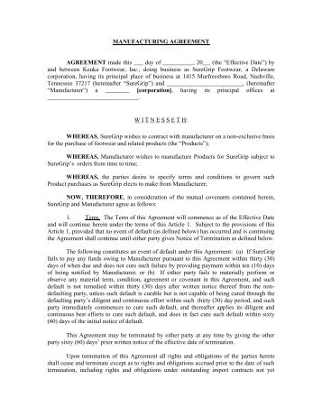 Manufacturing Agreement Form - Genescopartners.com