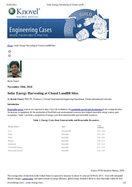 Solar Energy Harvesting at Closed Landfill Sites | Engineering Cases