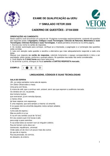 EXAME DE QUALIFICAÃÃO da UERJ 1Âº SIMULADO VETOR 2009 ...