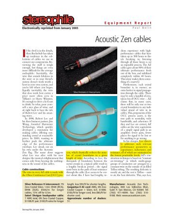 Acoustic Zen cables - Jason Diffusion