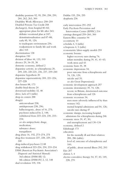 Recovery From Schizophrenia: Psychiatry And Political Economy