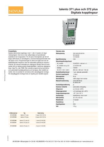 talento 371 plus och 372 plus Digitala kopplingsur - Elnu.se