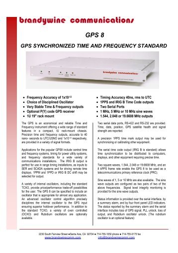 gps synchronized time and frequency standard - Unitronix