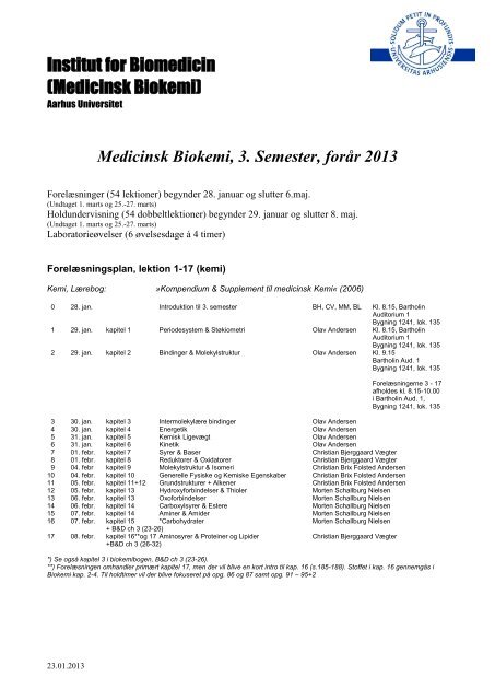 Medicinsk Biokemi, 3. Semester, forÃƒÂ¥r 2013 - For Studerende ...