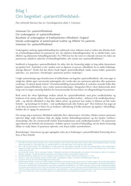 Bilag 1. Om begrebet Ã‚Â»patienttilfredshedÃ‚Â« - Sundhedsstyrelsen