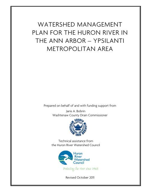 Watershed Management Plan - Huron River Watershed Council
