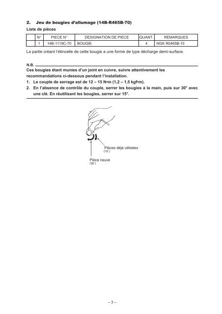 MANUEL DU KIT COURSE - Yamaha Racing Parts