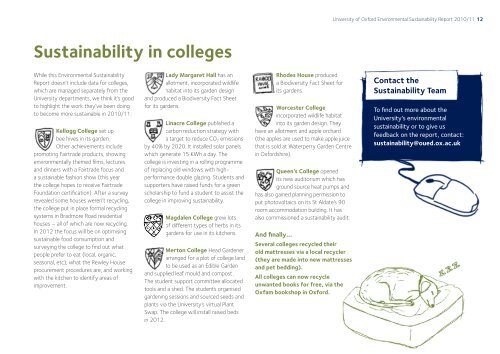Environmental Sustainability Report - University of Oxford
