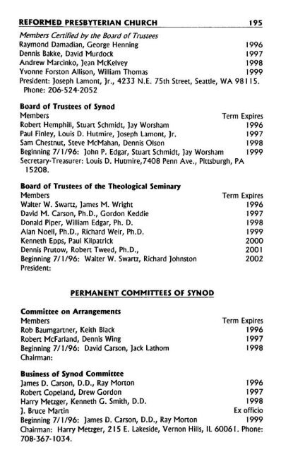 Reformed Presbyterian Minutes of Synod 1995 - Rparchives.org