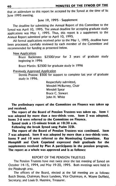 Reformed Presbyterian Minutes of Synod 1995 - Rparchives.org