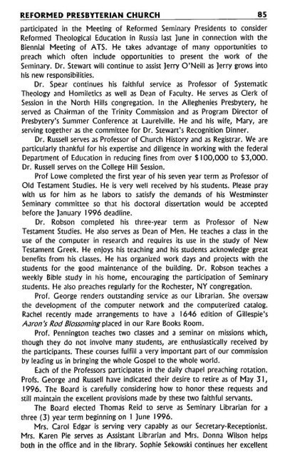 Reformed Presbyterian Minutes of Synod 1995 - Rparchives.org