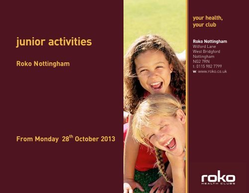 junior activities timetable - Roko Health Clubs