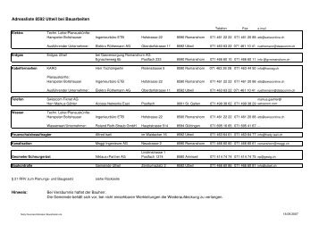 Adressen Bauarbeiten - Gemeinde Uttwil