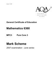 GCE Mathematics Unit 3 Mark Scheme June 2007 - Gosford Hill ...