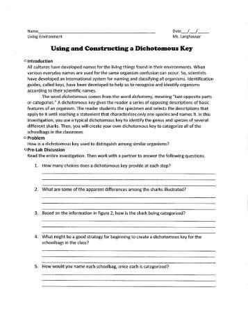 Using and Constructing a Dichotomous Key