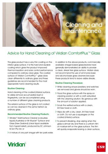 Cleaning and maintenance - Viridian