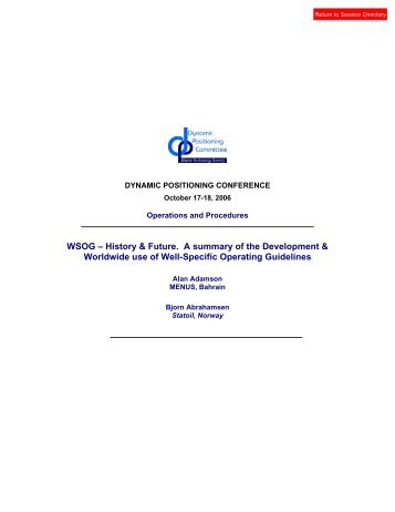 WSOG - Dynamic Positioning Committee of the MTS