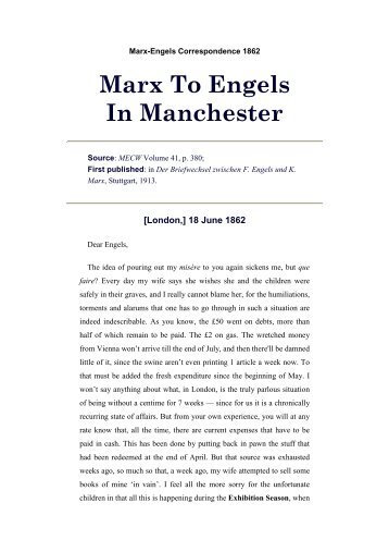 Marx To Engels In Manchester - Somos Bacterias y Virus