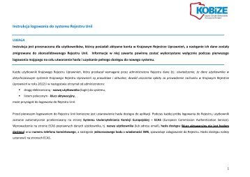 Instrukcja logowania do systemu Rejestru Unii - KOBiZE