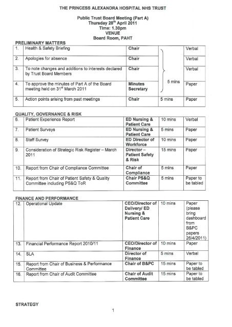 PART A AGENDA ITEM 11 - The Princess Alexandra Hospital | NHS ...