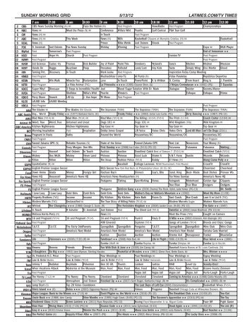 SUNDAY MORNING GRID 5/13/12 LATIMES.COM/TV TIMES