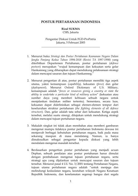 Postur Pertahanan Indonesia