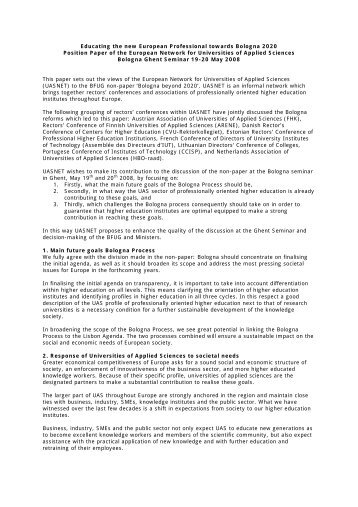 Position paper of the European Network for Universities of Applied ...