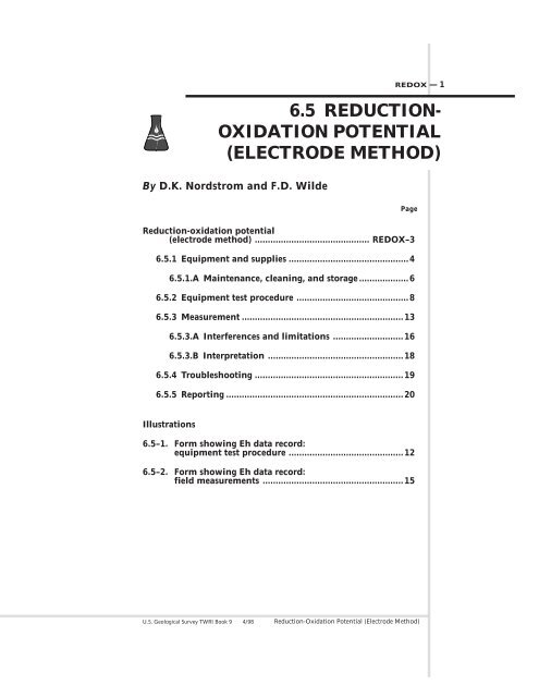 6.5 REDUCTION- OXIDATION POTENTIAL (ELECTRODE METHOD)