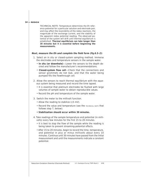 6.5 REDUCTION- OXIDATION POTENTIAL (ELECTRODE METHOD)