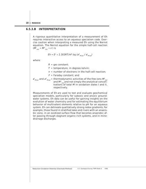 6.5 REDUCTION- OXIDATION POTENTIAL (ELECTRODE METHOD)