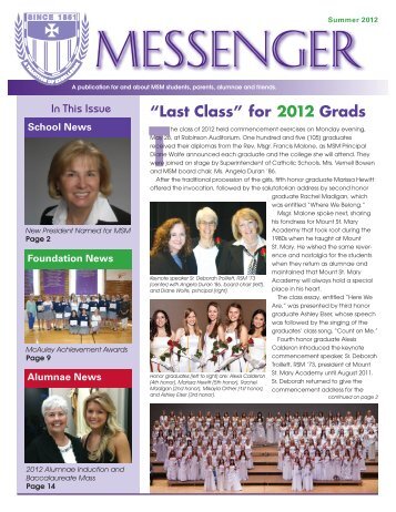 Summer 2012 Messenger - Mount St. Mary Academy - Website