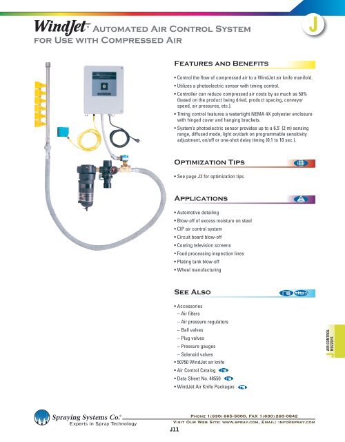 J10 - WindJet Air Knife Manifold - Spraying Systems Co.